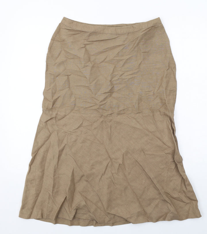 Off Shoot Womens Brown Hemp A-Line Skirt Size 12 Zip