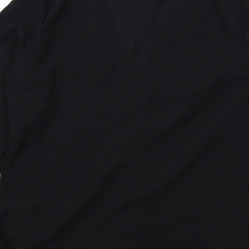 Boohoo Womens Black Viscose Basic Button-Up Size 8 V-Neck
