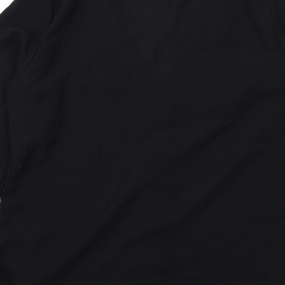 Boohoo Womens Black Viscose Basic Button-Up Size 8 V-Neck