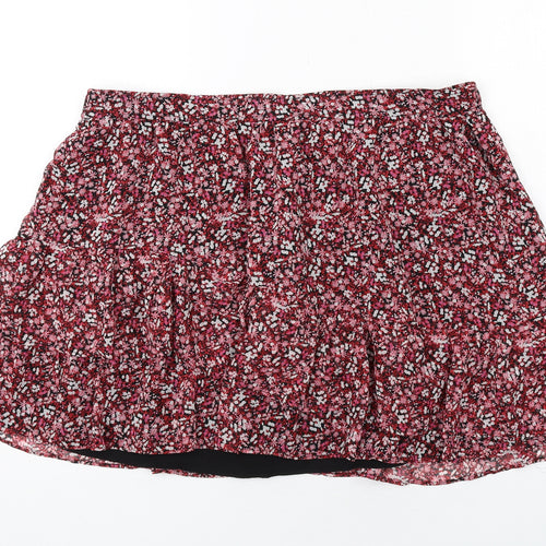 New Look Womens Pink Floral Polyester Skater Skirt Size 18
