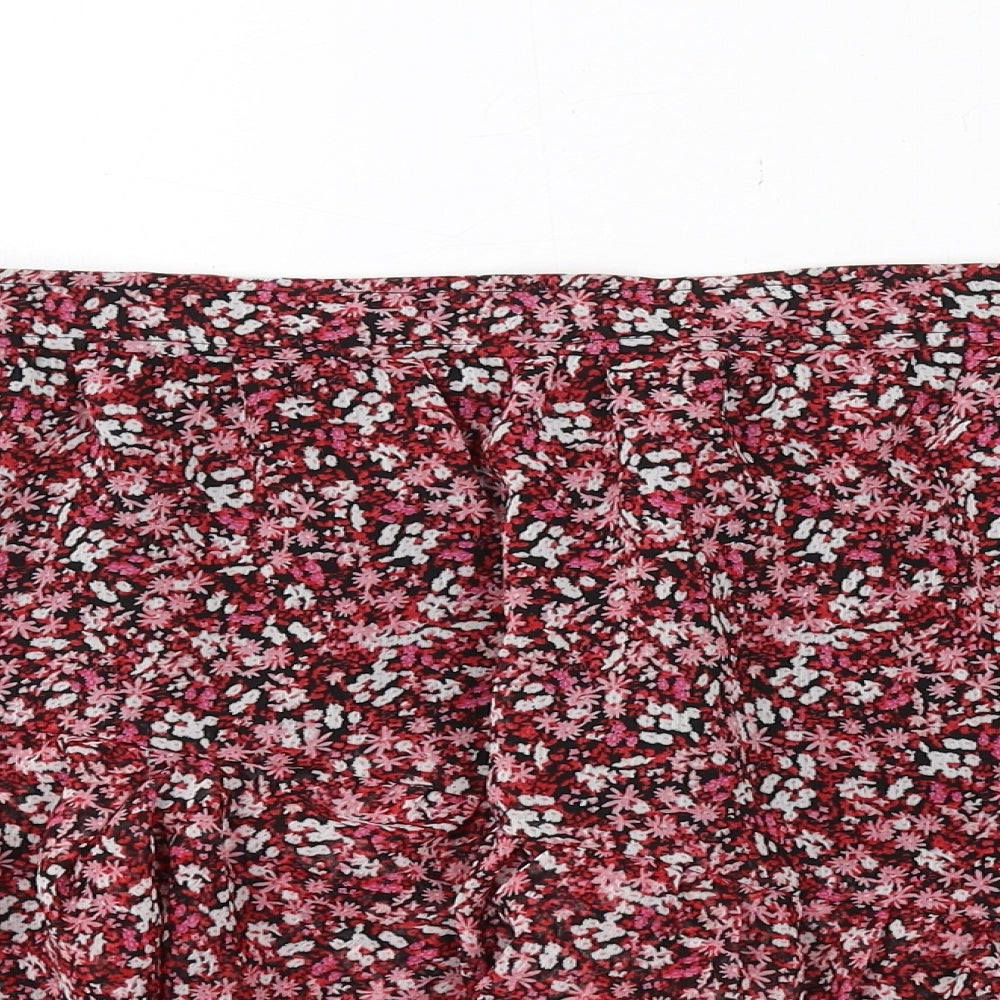 New Look Womens Pink Floral Polyester Skater Skirt Size 18