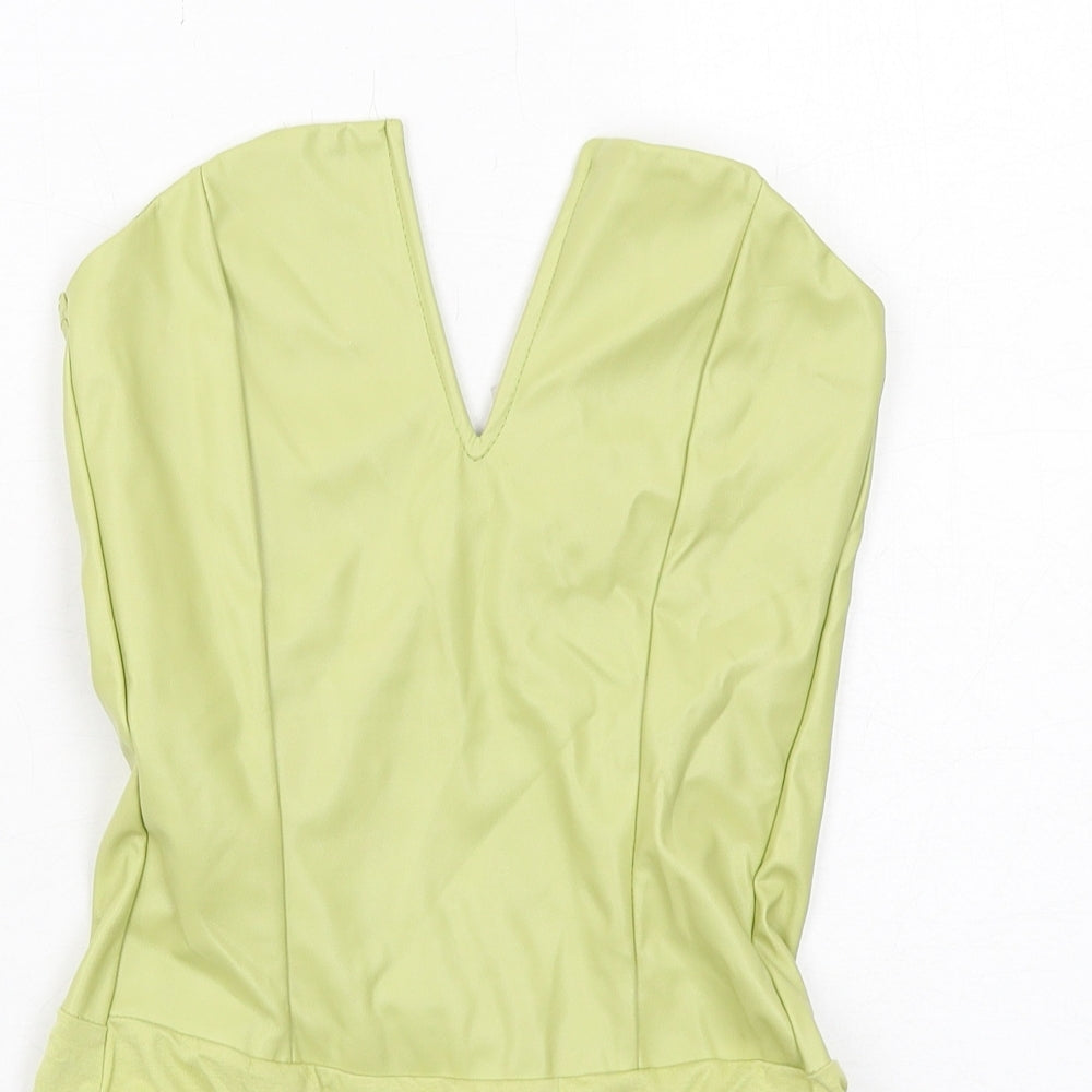 River Island Womens Green Polyester Bodysuit One-Piece Size 8 Snap