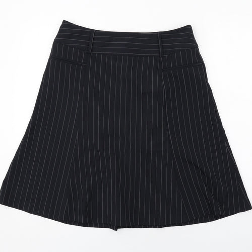 South Womens Blue Striped Polyester Swing Skirt Size 14 Zip