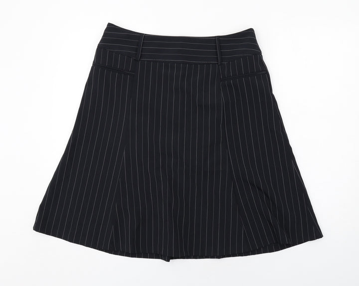 South Womens Blue Striped Polyester Swing Skirt Size 14 Zip