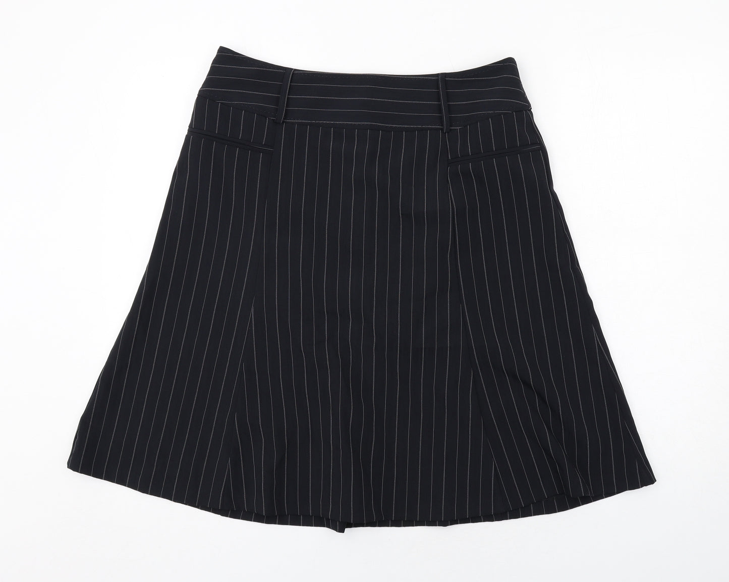 South Womens Blue Striped Polyester Swing Skirt Size 14 Zip