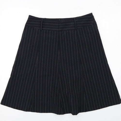 South Womens Blue Striped Polyester Swing Skirt Size 14 Zip