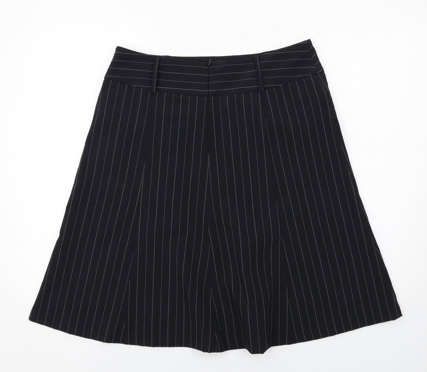 South Womens Blue Striped Polyester Swing Skirt Size 14 Zip