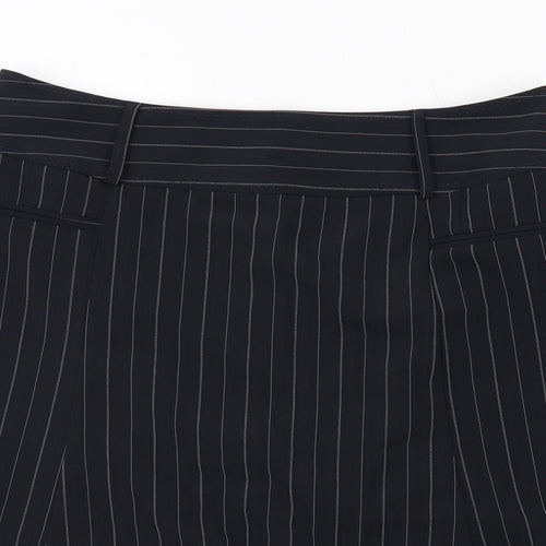 South Womens Blue Striped Polyester Swing Skirt Size 14 Zip