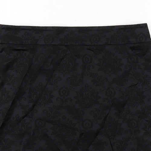 Warehouse Womens Black Floral Acetate Straight & Pencil Skirt Size 10 Zip
