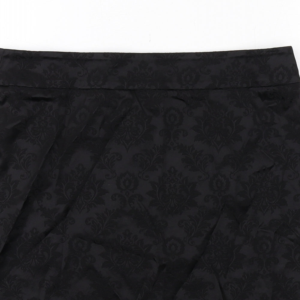 Warehouse Womens Black Floral Acetate Straight & Pencil Skirt Size 10 Zip