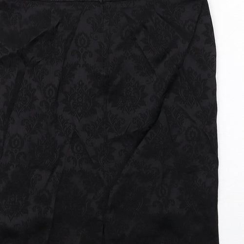 Warehouse Womens Black Floral Acetate Straight & Pencil Skirt Size 10 Zip