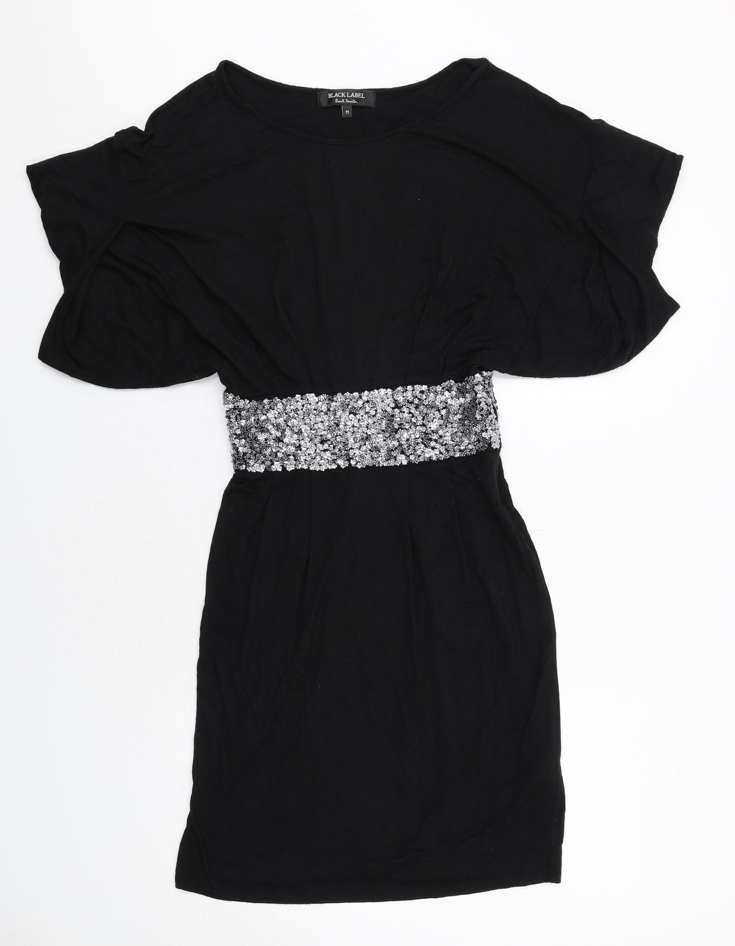 Paul Smith Womens Black Viscose A-Line Size M Round Neck Zip