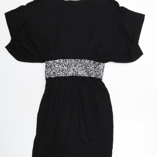 Paul Smith Womens Black Viscose A-Line Size M Round Neck Zip
