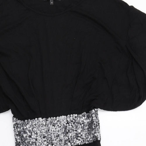 Paul Smith Womens Black Viscose A-Line Size M Round Neck Zip