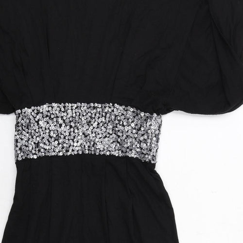 Paul Smith Womens Black Viscose A-Line Size M Round Neck Zip