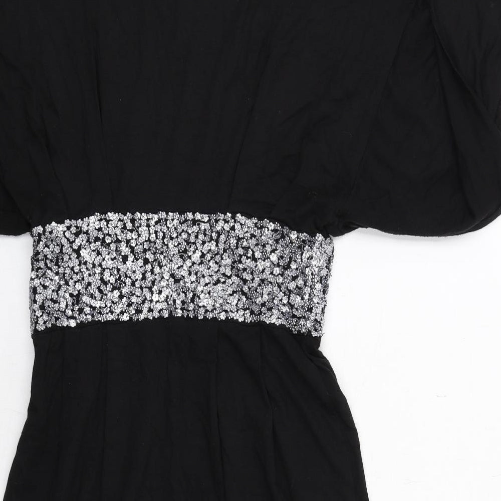 Paul Smith Womens Black Viscose A-Line Size M Round Neck Zip
