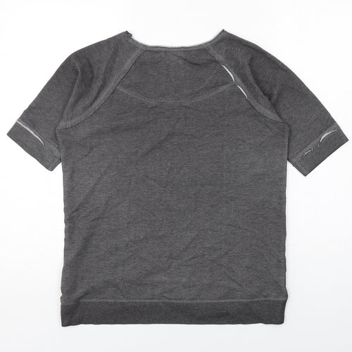 Smiley Womens Grey Cotton Basic T-Shirt Size M Boat Neck