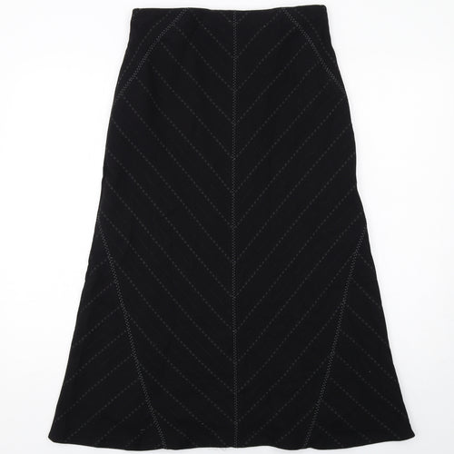 Marks and Spencer Womens Black Striped Polyester Swing Skirt Size 10