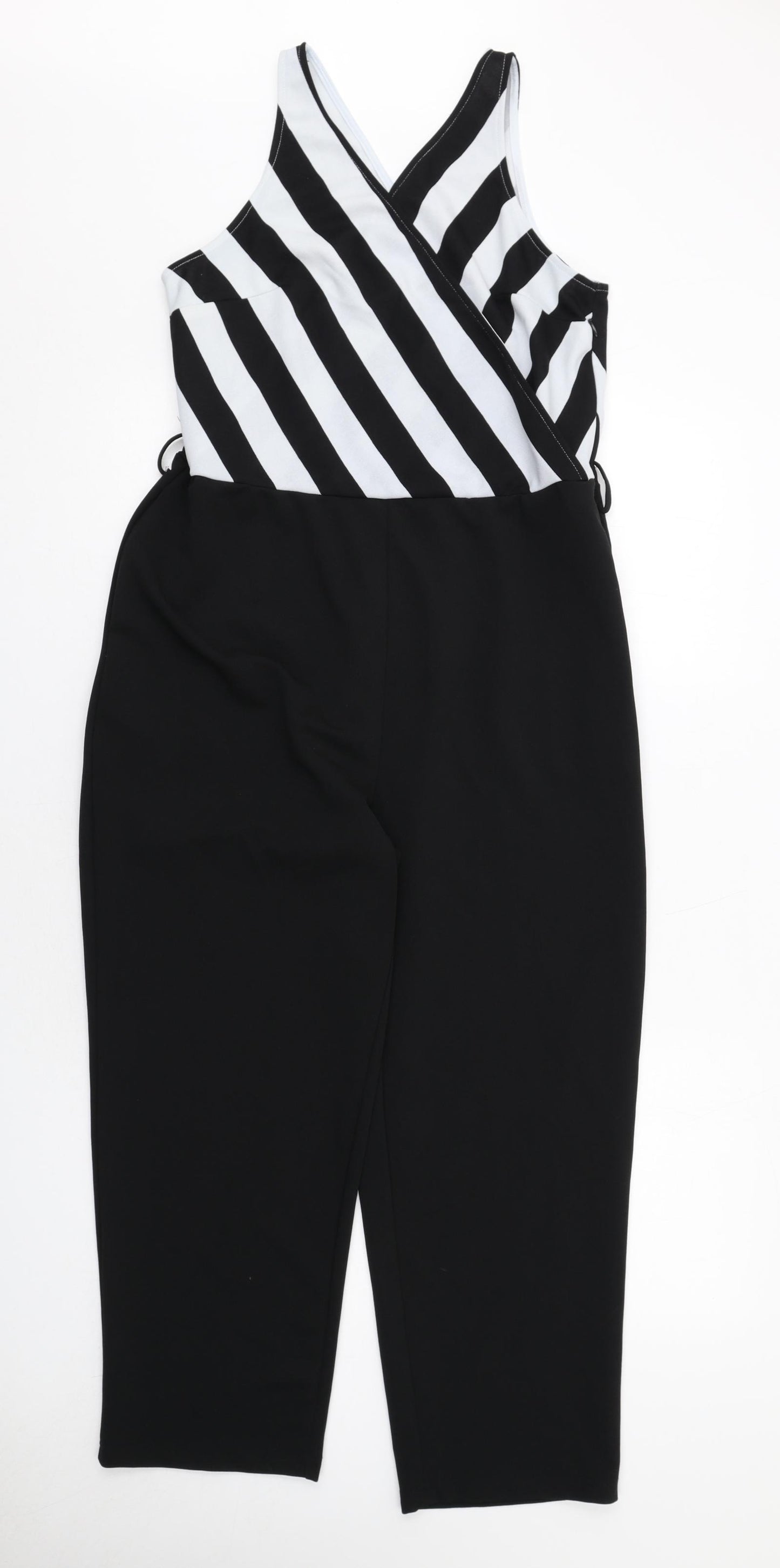 Girl in Mind Womens Black Polyester Jumpsuit One-Piece Size 16 Zip