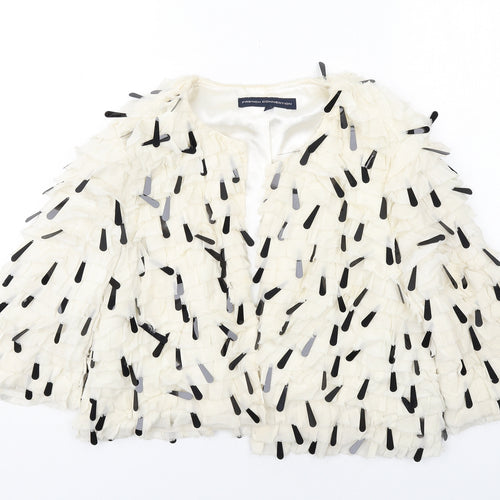 French Connection Womens Ivory Jacket Blazer Size 14 - Embellished