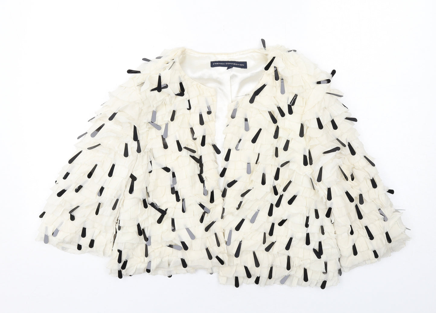 French Connection Womens Ivory Jacket Blazer Size 14 - Embellished