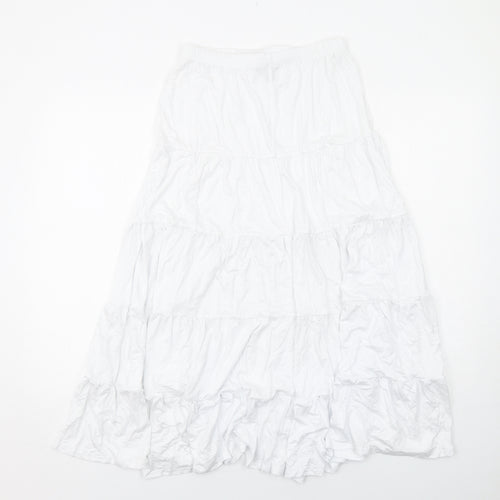 Boohoo Womens White Viscose Maxi Skirt Size 12 Drawstring - Tiered