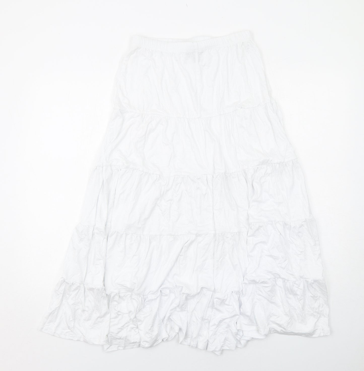 Boohoo Womens White Viscose Maxi Skirt Size 12 Drawstring - Tiered