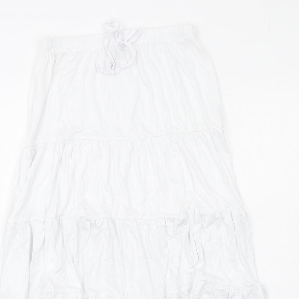 Boohoo Womens White Viscose Maxi Skirt Size 12 Drawstring - Tiered