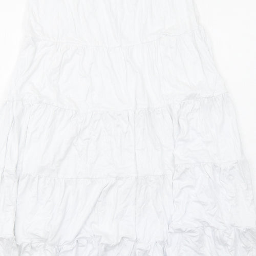 Boohoo Womens White Viscose Maxi Skirt Size 12 Drawstring - Tiered