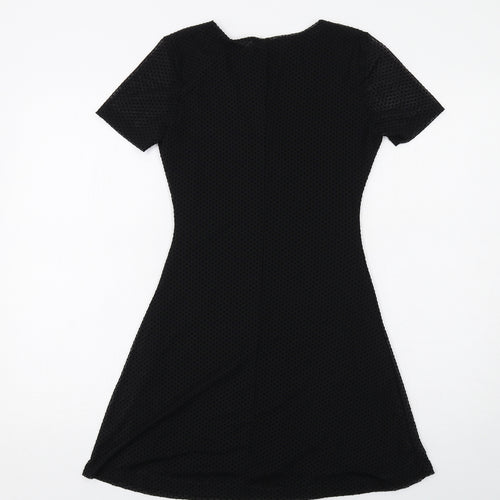 Pull&Bear Womens Black Polyester Fit & Flare Size S V-Neck Pullover