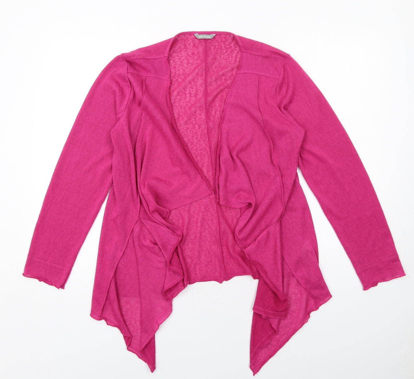 Marks and Spencer Womens Pink V-Neck Polyester Cardigan Jumper Size 12 - Waterfall design