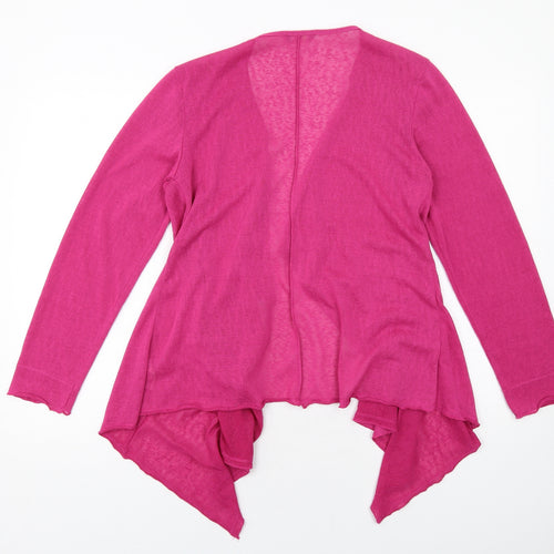 Marks and Spencer Womens Pink V-Neck Polyester Cardigan Jumper Size 12 - Waterfall design