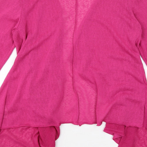 Marks and Spencer Womens Pink V-Neck Polyester Cardigan Jumper Size 12 - Waterfall design