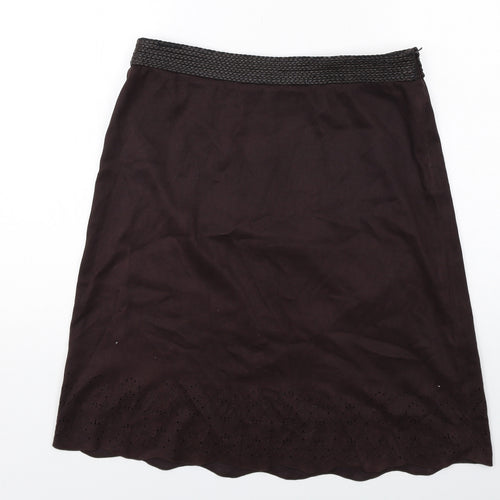NEXT Womens Brown Polyester A-Line Skirt Size 14 Zip