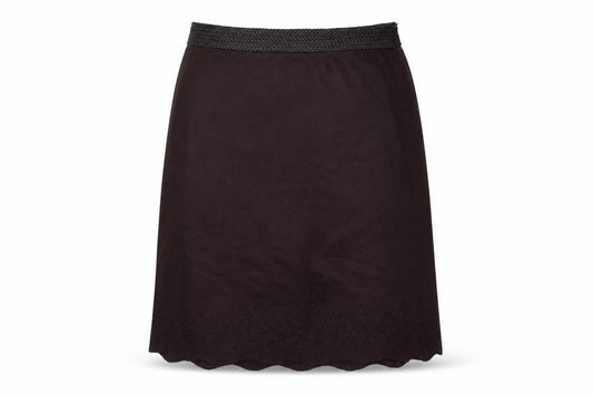 Front view of Next women’s brown polyester a-line skirt, size UK 14, zip