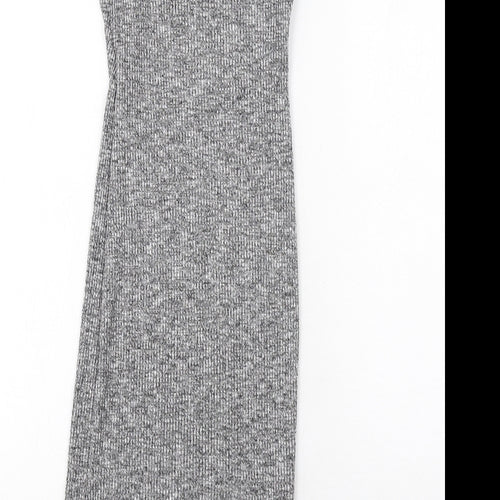 Missguided Womens Grey Polyester Bodycon Size 8 Boat Neck Pullover - Ribbed