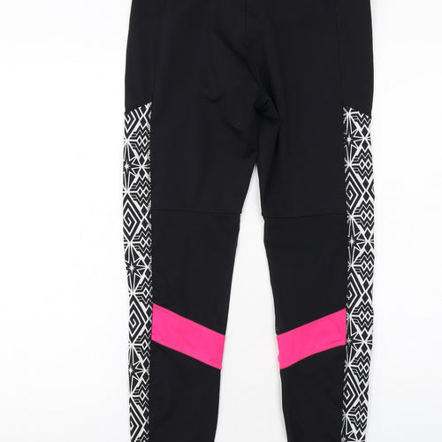 Wonder Woman Womens Black Colourblock Polyester Compression Leggings Size 12 Regular Pullover