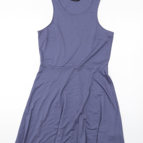 H&M Womens Blue Polyester Tank Dress Size M Boat Neck Pullover