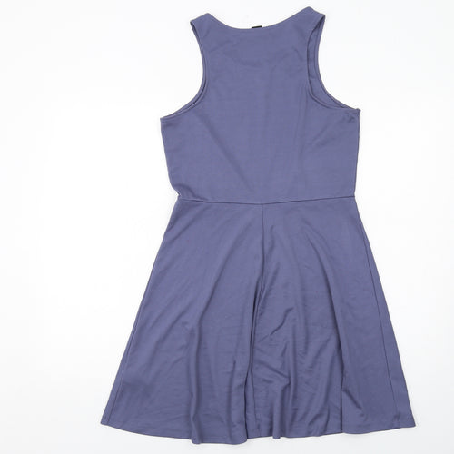H&M Womens Blue Polyester Tank Dress Size M Boat Neck Pullover