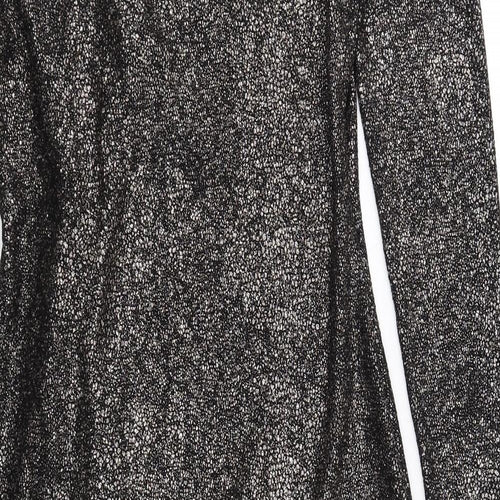 Marks and Spencer Womens Black Polyester Sheath Size 10 V-Neck Pullover - Wrap Front Detail