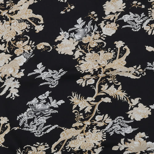 ELVI Womens Black Floral Polyester Basic Button-Up Size 22 Collared