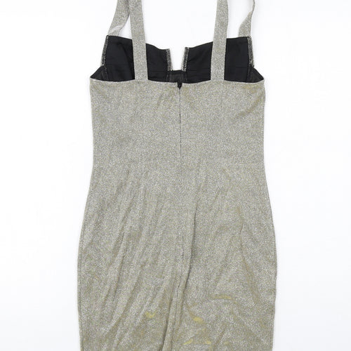 Missguided Womens Gold Polyester Mini Size 8 Sweetheart Zip