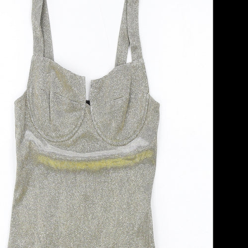 Missguided Womens Gold Polyester Mini Size 8 Sweetheart Zip
