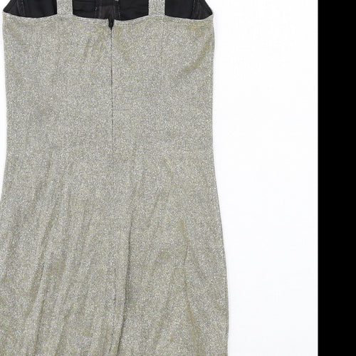 Missguided Womens Gold Polyester Mini Size 8 Sweetheart Zip