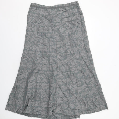 Per Una Womens Grey Floral Viscose Swing Skirt Size 14 Zip