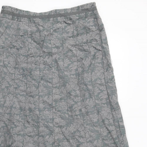 Per Una Womens Grey Floral Viscose Swing Skirt Size 14 Zip
