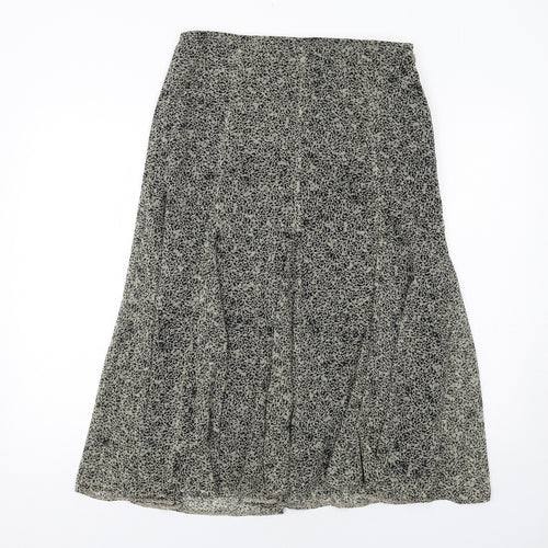 Marks and Spencer Womens Black Geometric Polyester Swing Skirt Size 12 Zip