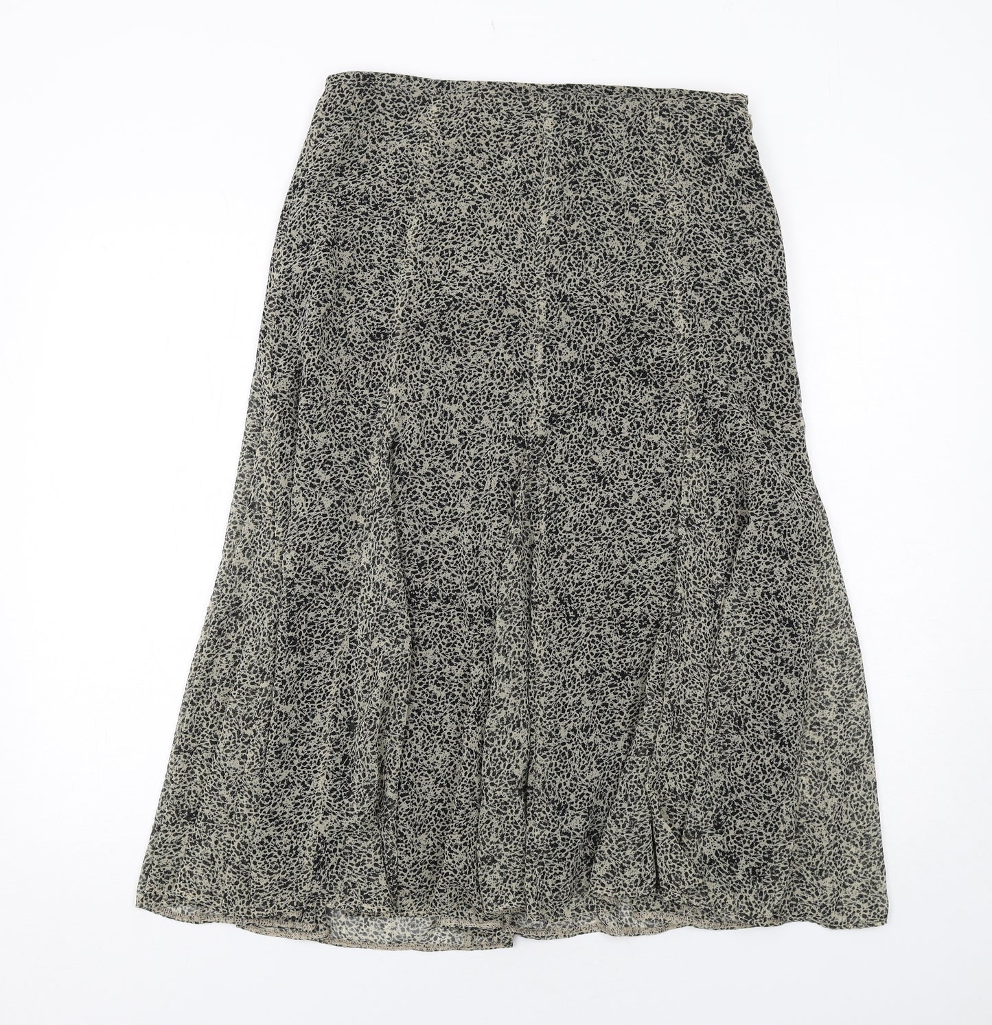 Marks and Spencer Womens Black Geometric Polyester Swing Skirt Size 12 Zip