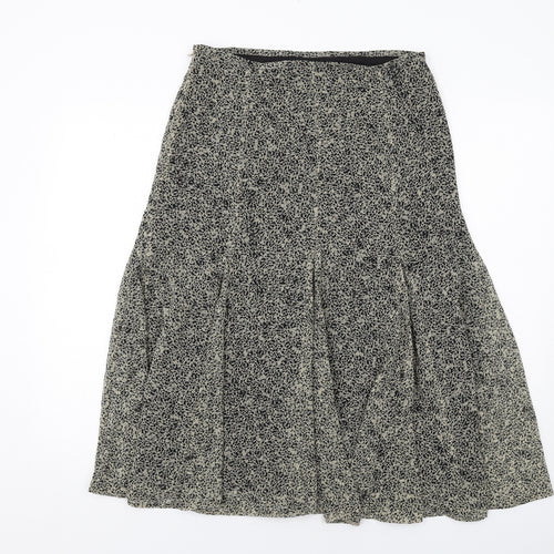 Marks and Spencer Womens Black Geometric Polyester Swing Skirt Size 12 Zip