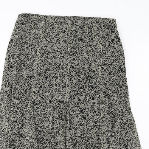 Marks and Spencer Womens Black Geometric Polyester Swing Skirt Size 12 Zip